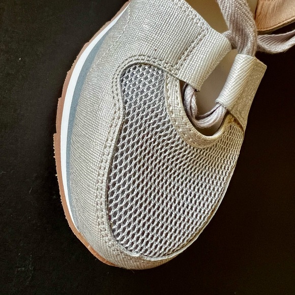 Silver Metallic Wedge Lace Up Fashion Colorblock Sneakers. - Picture 2 of 15